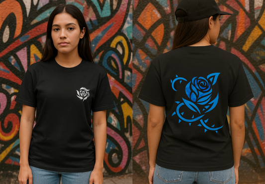 Blue Blood Rose Unisex Oversized Tee